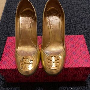 Beautiful Gold Tory Burch Wedges